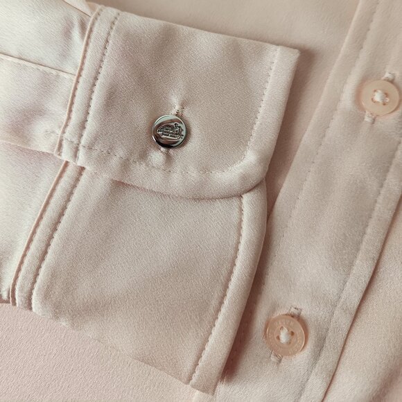 Ralph Lauren Satin Pink Charmeuse Shirt Button Down Blouse top XS black label - Picture 7 of 13